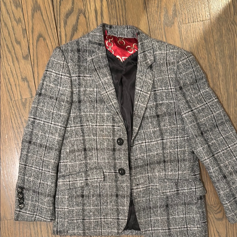 Gray Plaid Men's Blazer